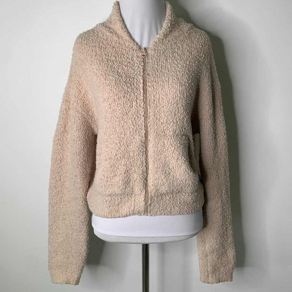 Skims Women's Nude Cream Teddy Hoodie Full Zip Jacket Size Small / Medium